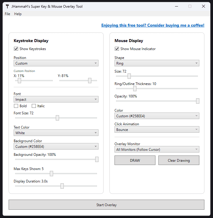 JHammaH's Super Key & Mouse Overlay Tool – Keystroke & Mouse Click Visualizer for Screen Recordings - Image 3