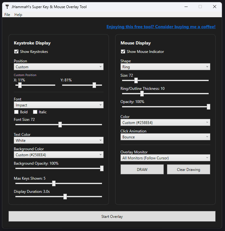 JHammaH's Super Key & Mouse Overlay Tool – Keystroke & Mouse Click Visualizer for Screen Recordings - Image 2