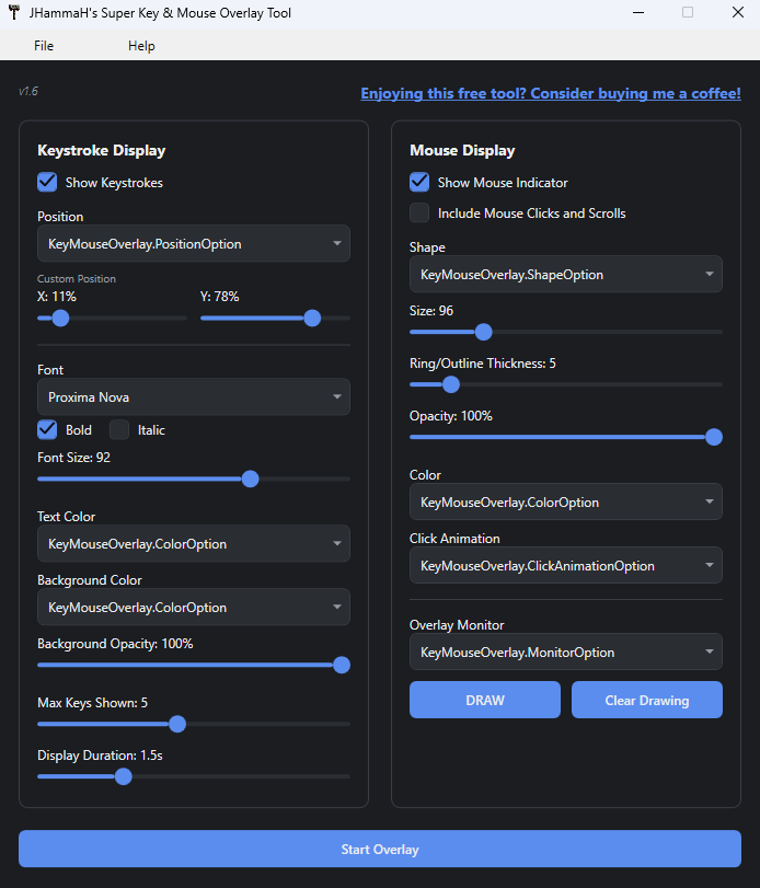 JHammaH's Super Key & Mouse Overlay Tool – Keystroke & Mouse Click Visualizer for Screen Recordings - Image 2