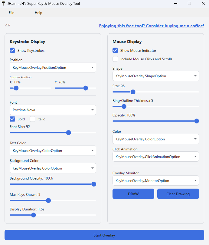 JHammaH's Super Key & Mouse Overlay Tool – Keystroke & Mouse Click Visualizer for Screen Recordings - Image 3